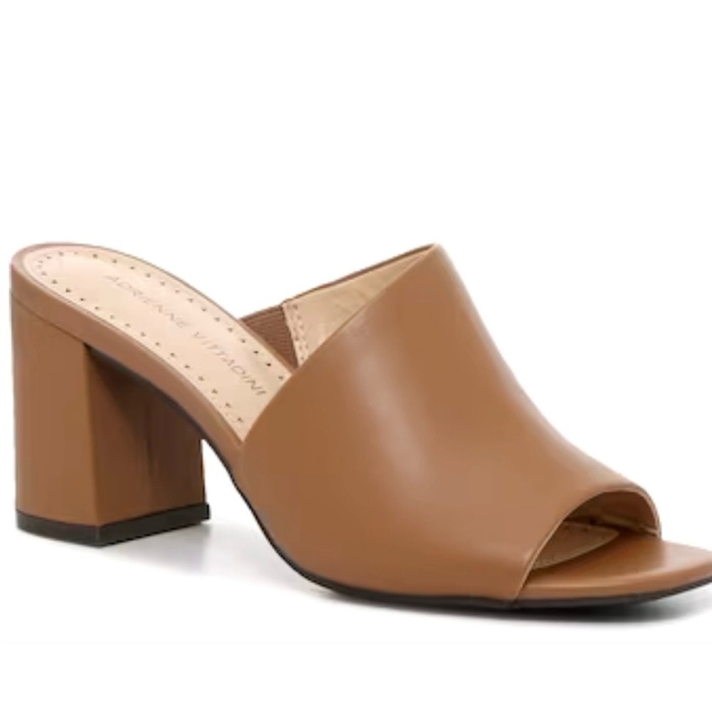 Brown Block Heel Mules